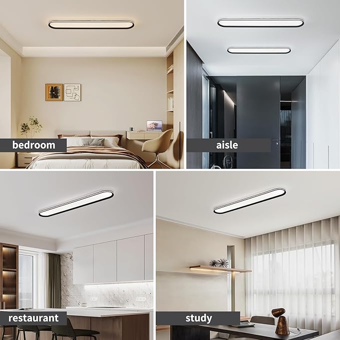 47.1 Inch Dimmable Metal LED Ceiling Light,Slim, Edge Lit - 65W Full Spectrum Linear Ceiling Lamps,3000-6500K Modern Ultra Thin Low Profile Light Fixture for Kitchen, Home & Office Hallway