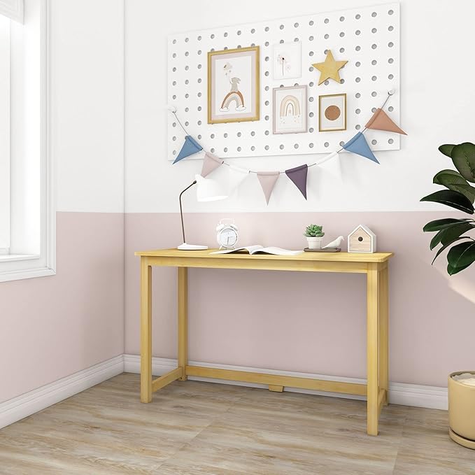 Max & Lily Solid Wood Desk, 47 Inches, Natural