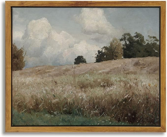 InSimSea Framed Canvas Wall Art Vintage Decor, The Vast Grassland Framed Wall Art Room Eclectic Decor, Canvas Wall Art for Living Room, Bedroom Home Bathroom, 8"x10"