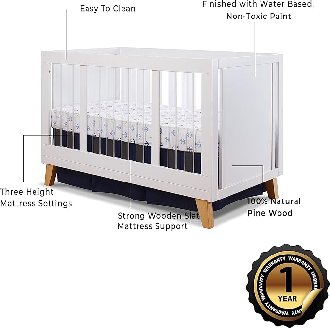 Sorelle Furniture Uptown Panel Crib, Modern Wood and Clear Acrylic Baby Crib, Made of Wood and Easy to Clean Acrylic, Non-Toxic Finish, Contemporary Baby Bed-Weathered Gray