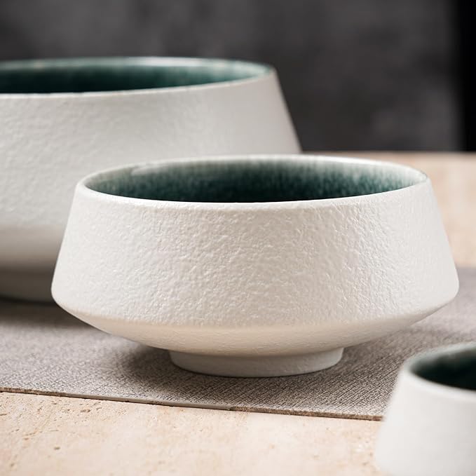 Uaral Ceramic Mixing Bowls,Nesting Bowls,Serving Bowl Set of 3,Two-tone Color Kitchen Bowls,Prep,Serving,6.8/20/50 OZ(White&Blue)