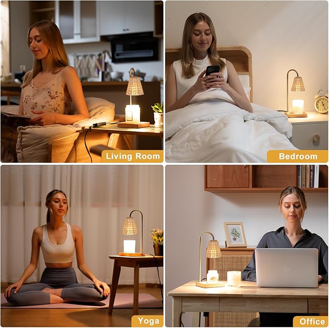 Hong-in Candle Warmer Lamp with Timer-Dimmable Candle Warmer, Birthday Gifts for Women,House Warming Gifts New Home Bedroom Decor,Wax Warmer for Scented Wax Jar Candles