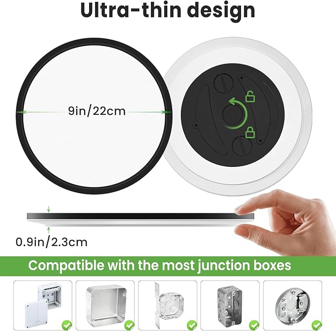 zemty LED Ceiling Light 9 Inch,24W 2400lm Bright Flush Mount Light Fixture 3000K/4500K/6000K Adjustable, Black Thin Flat Ceiling Lamp for Bathroom Closet Pantry Hallway - 6Pack