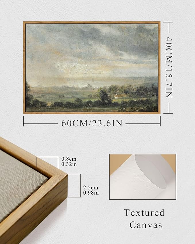 InSimSea Framed Canvas Wall Art Vintage Decor, Room Decor Vintage Landscape Artwork Home Wall Decor, Kitchen Office Farmhouse Bathroom decor, 16"x24"