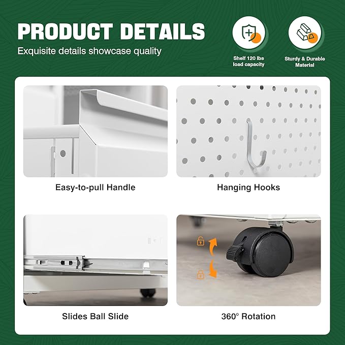 Letaya Mobile 3 Drawer File Cabinet with Lock-Metal Lateral Rolling Printer Stand Filing Cabinets for Home Office-Storage A4/F4/Letter (White)