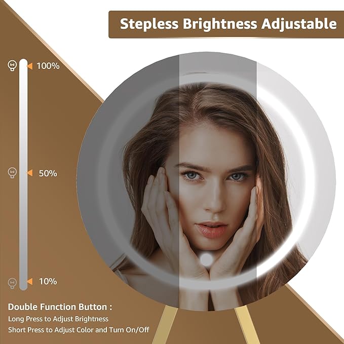 Girls Vanity Desk with Mirror and Lights Small Makeup Vanitys Set with Chair Fabric Drawers Power Outlet, Dressing Table Vanities for Kids Bedroom 40“ White and Gold