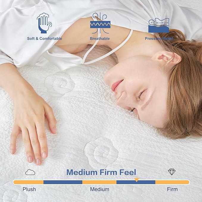 12 Inch Dark Grey Full Spring Mattress,Medium Firm with Gel Memory Foam,Individually Pocketed Coil,Fiberglass-Free Fire Retardant CertiPUR-US Certified,75"*54"*12"