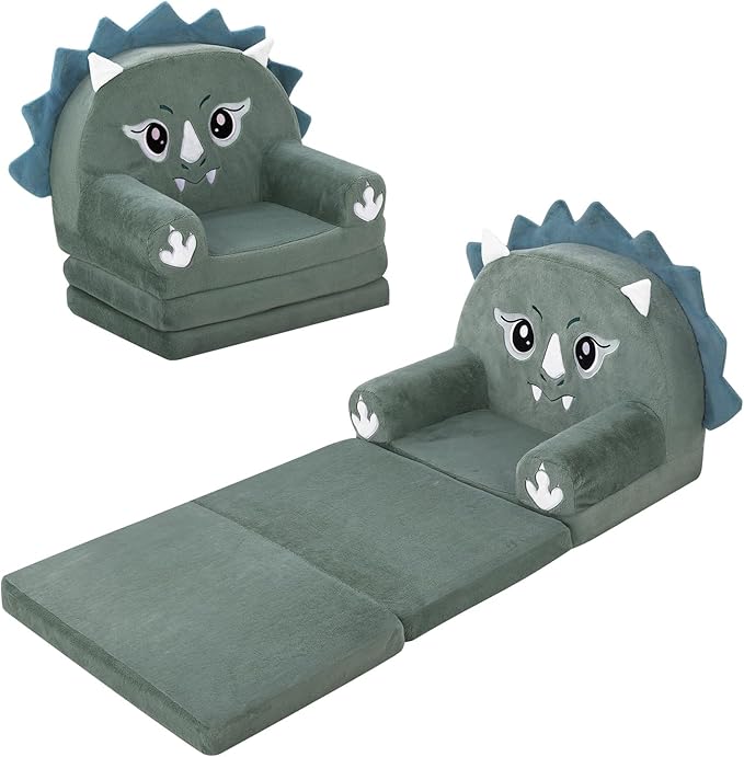 Kids Couch Comfy Foldable Kids Sofa to Lounger 2 in 1 Toddler Chair Plush Baby Sleeper Chair for Playing and Napping, Birthday Gifts for Boys and Girls