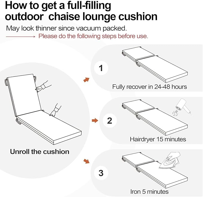 Crestlive Products Chaise Lounge Cushions Outdoor Set of 2, 72x21 Inch, Water Resistant Lounge Chair Cushions for Outdoor Furniture, Patio Cushions for Pool, Lawn, Beige, Khaki