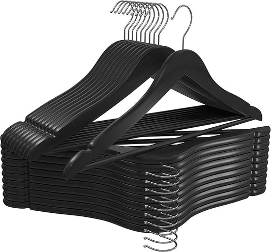 Utopia Home Premium Wooden Hangers 20 Pack - Durable & Slim Coat Hanger - Suit Hanger with 360-Degree Rotatable Hook - Wood Hangers with Shoulder Grooves (Black Color)