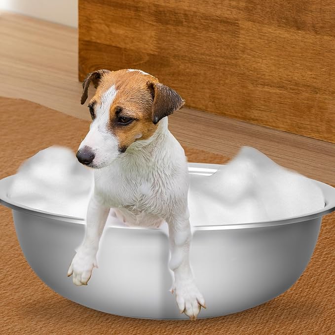 2 Pack 14 Quart Large Mixing Bowl Stainless Steel Oversized Serving Bowl, All Purpose Steel Bowl Metal Flat Bottom Bowl for Baking Cooking Meal Prep Marinating