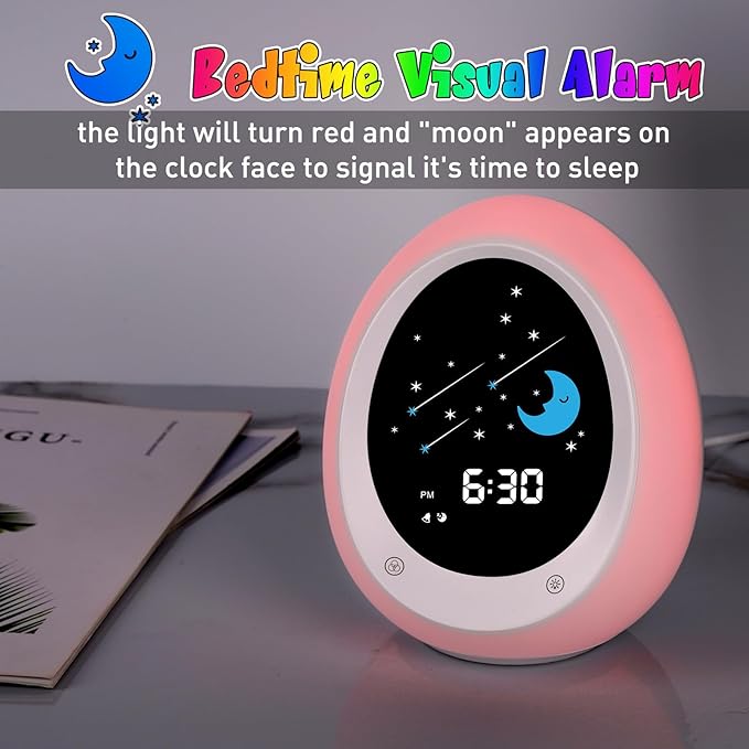 Ok to Wake Clock, Sleep Training Kids Alarm Clock with Sun & Moon, Green Light Red Light, Nap Timer for Toddler Children