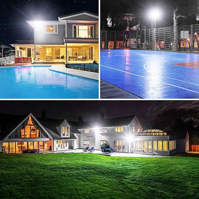 3 Pack 100W LED Flood Light, IP66 Waterproof Outside Flood Light, 11500LM Super Bright Outdoor Security Lights, 5000K Daylight White Floodlight for Yard Garden Playground Basketball Court Patio