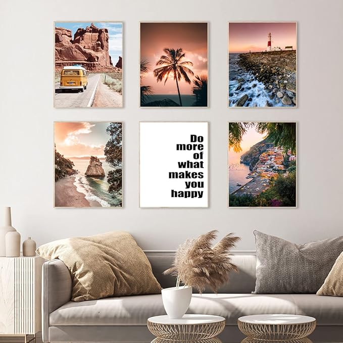 HoozGee Travel Wall Art Prints Seascape Palm Poster Wall Decor Nature Landscape City Coastal Road Scenery Pictures Canvas Photography Photos Home Bedroom Decor (8"x10" UNFRAMED)