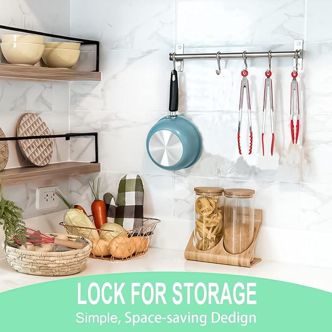 HST Tongs for Cooking with Silicone Tips(3 Pack), Non Stick Kitchen Tongs with Silicone Tip for Cooking BBQ Baking (12", Red)