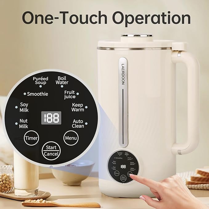 Nut Milk Maker Blender Can Delay Start-up/Keep Warm/Boil Water/Self Clean,34 oz 8 in 1 Automatic Mixer Blender Suitable for Soy, Almond, Oat, Coconut, Plant Based and Non Dairy Beverages