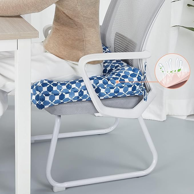 JMGBird Outdoor Chair Cushions, Pack of 2 Patio Seat/Back Cushions 19" x 19" with Ties for Patio Furniture Chairs Home Garden Decoration (Blue Black with Plaid)