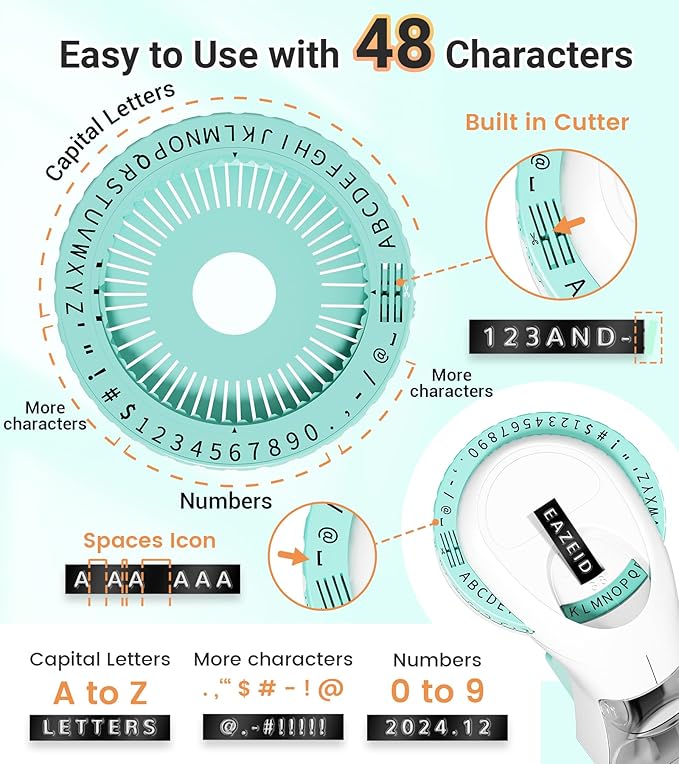 Embossed Label Maker Machine with Tapes, Retro Embossing Label Maker Manual, 3D Vintage Embosser Labeler with 10 Rolls 3/8 Inch Embossed Label Tapes for Home, DIY Scrapbooking Crafting