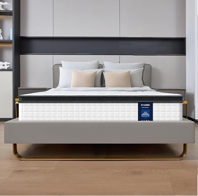 12 Inch White Twin Spring Mattress,Medium Firm with Gel Memory Foam,Individually Pocketed Coil,Fiberglass-Free Fire Retardant CertiPUR-US Certified,75"*39"*12"