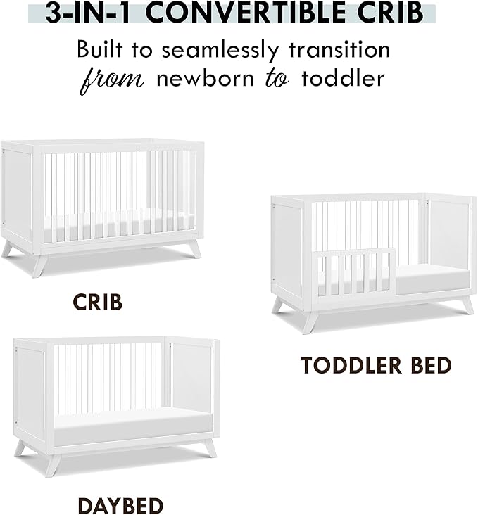 DaVinci Otto 3-in-1 Convertible Crib in White with Acrylic Slats, Greenguard Gold Certified