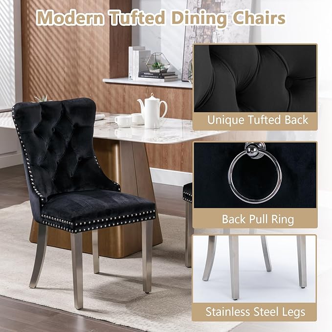 Goujxcy 7-Piece Dining Table Set Modern Faux Marble Dining Table Set for 6, Luxury 68" Long Faux Marble Kitchen Table with 6 Velvet Upholstered Chairs & Mirrored Stainless Steel Base