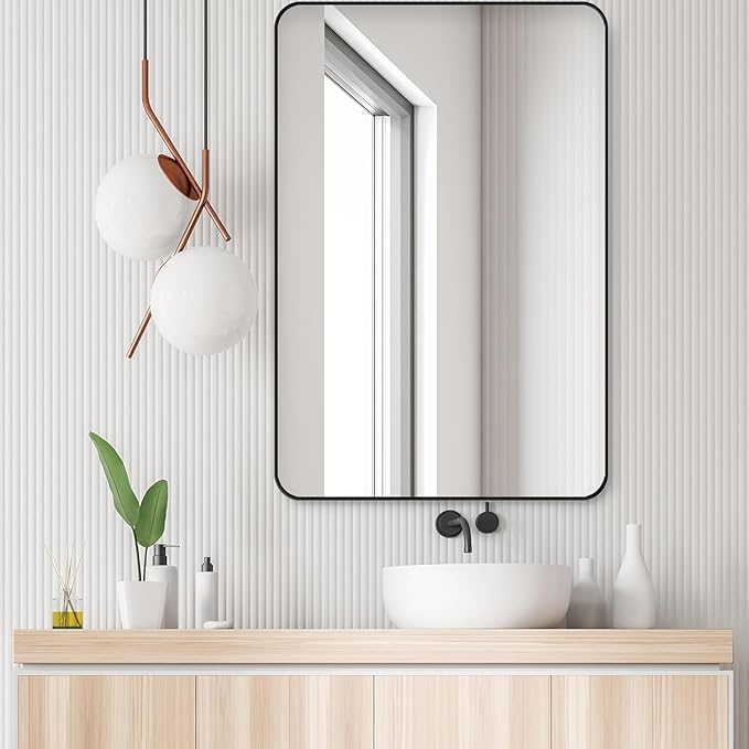 Black Bathroom Mirror,Rectangle 24 x 36 Inch Vanity Wall Mirror,Modern Mirror for Wall,Rectangular Mirror for Bedroom Living Room Entryway