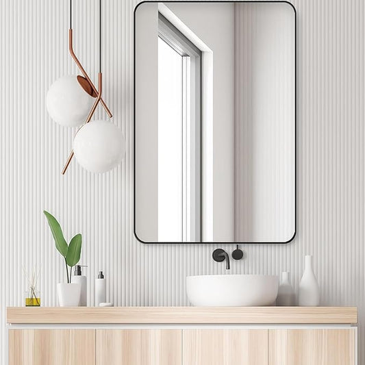 Black Bathroom Mirror,Rectangle 24 x 36 Inch Vanity Wall Mirror,Modern Mirror for Wall,Rectangular Mirror for Bedroom Living Room Entryway