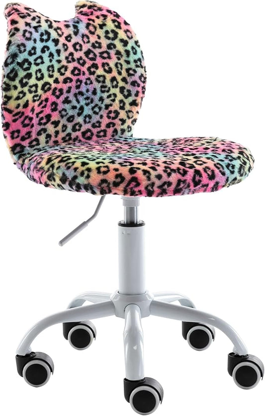 Swivel Kids Desk Chair Adjustable Rolling Student Chair Living Room Thick Padded Children Chair for Girls and Boys (Leopard)