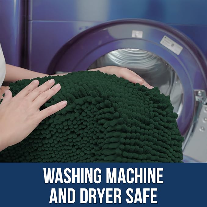 Muddy Mat Chenille Bathroom Rugs Quick Dry Microfiber Mats Non Slip Washable, Extra Thick, Soft and Highly Absorbent Bath Mats for Bathroom, Kitchen, and Shower Floor - Dark Green Runner 59"X24"