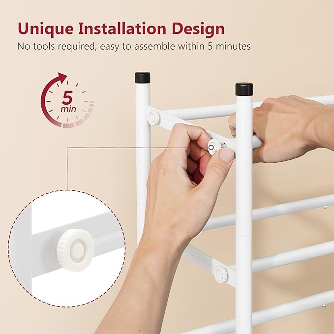 Tajsoon Expandable Shoe Rack for Closet 4 Tier, 29“-41“Adjustable & Stackable Shoe Shelf Storage, Metal Shoe Rack Organizer for Front Door Entrance, Closet, Garage, Entryway, White