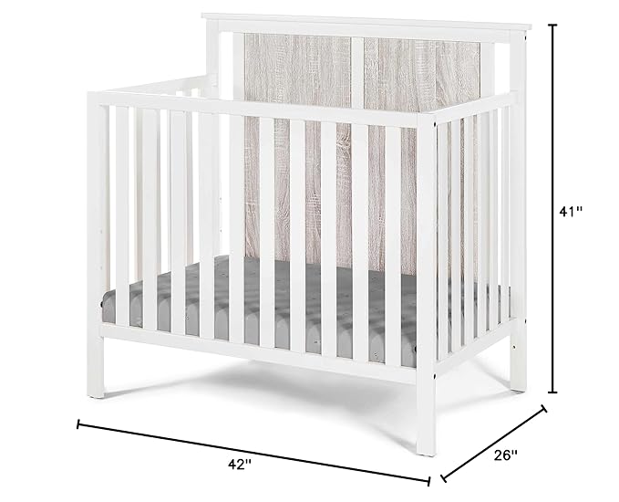 Suite Bebe Connelly 3-in-1 Mini Crib in White/Rockport Gray - Comes with Mattress Pad