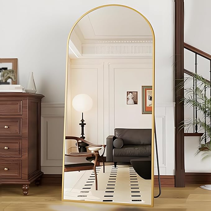OGCAU Full Length Mirror, 71"x30" Arched-Top Standing Mirror, Hanging or Leaning, Full Body Wall Mounted with Aluminum Frame for Living Room, Bedroom, Home Decor (Gold)