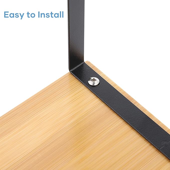 MOOACE Kitchen Cabinet and Counter Shelf Organizer, Stackable & Expandable, Set of 4, Black and Natural