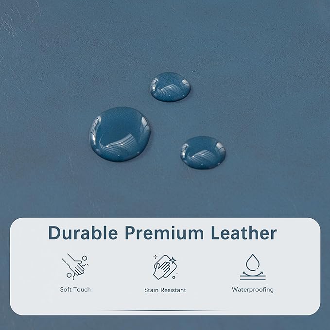 HUIMO Faux Leather Storage Ottoman Bench 50.3 Inch Extra Long PU Upholstered Bedroom Bench with Large Storage Space for The Living Room, Entryway, Bedroom Hold Up to 300lbs (Peacock Blue)