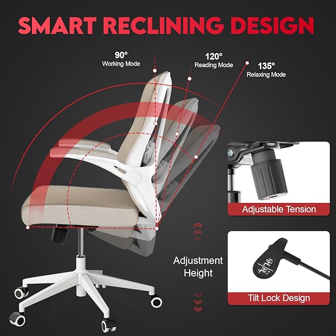 Ergonomic Office Chair - Comfy Desk Chairs with Wheels & Arms, 400LB Heavy Duty Mesh Computer Chair with Comfortable Lumbar Back Support for Home, Office, Study, Bedroom, College Dorm