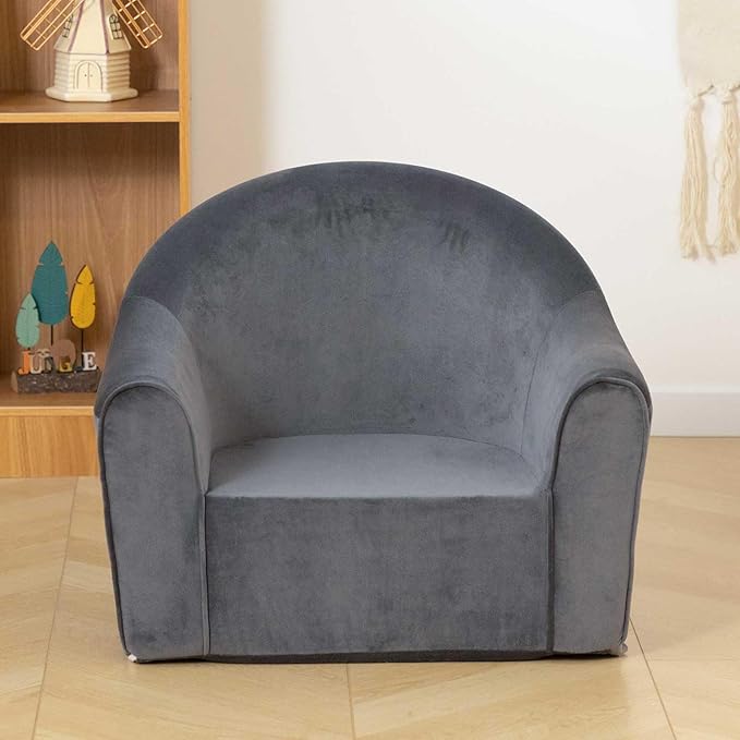 ALIMORDEN Adorable Toddler Chair, Snuggly Foam Seat for Little Ones with Removable Washable Cover - Soft Reading Couch for Boys and Girls, Grey