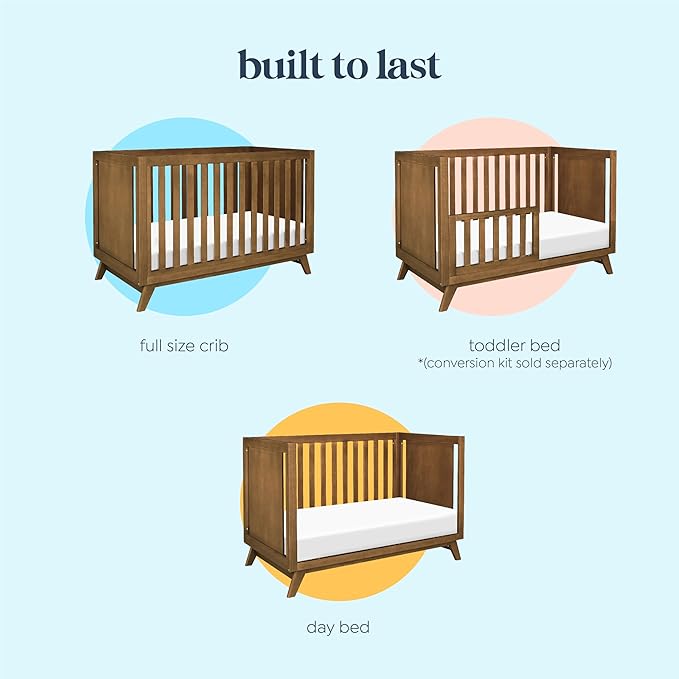 DaVinci Otto 3-in-1 Convertible Baby Crib with Toddler Bed & Daybed Conversion, Durable & Easy to Assemble - GREENGUARD Gold Certified with 4 Adjustable Mattress Heights - Walnut