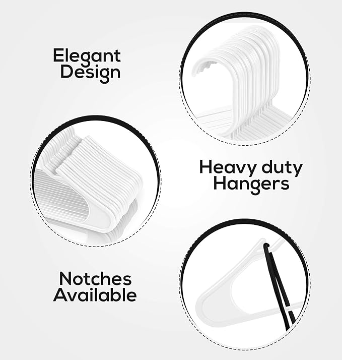 Utopia Home Plastic Hangers 100 Pack - Perfect Space Saving Clothes Hanger - Durable and Strong - Perfect Closet Organizers with Shoulder Grooves (White)