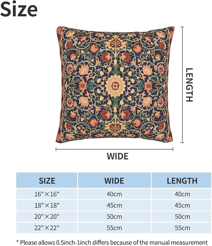Boho Vintage Floral Throw Pillow Covers Set of 2 Burnt Orange Navy Flowers Plant Bohemian Pillowcases Cushion Case Square for Soft Home Decor Bed Couch Car Living Room 18x18 Inch