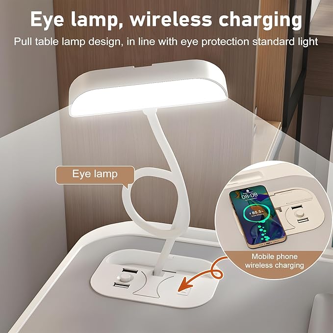 Laptop Bed Tray Table, Lap Desk with Night Lamp, Storage Drawer, Phone Charging Function, Foldable Laptop Bed Desk Laptop Workstation, Laptop Tables for Bed, a Children's Bed Table Grey