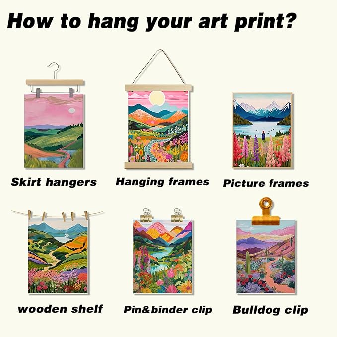 Plant Floral Landscape Wall Art Set of 9, Colorful Abstract Nature Landscape Posters Wall Decor, Boho Canvas Artwork for Living Room Dining Room Bedroom Bathroom Home Decoration 8x10In Unframed