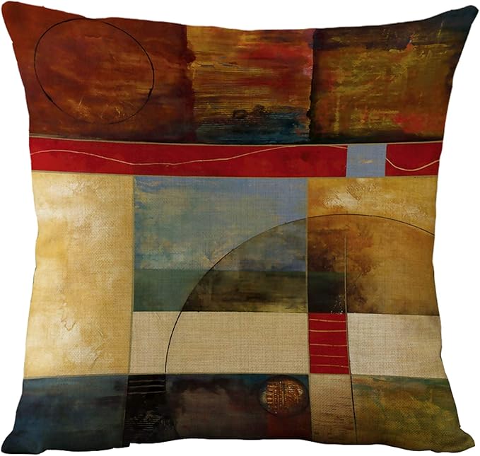 WOMHOPE Set of 4 Vintage Geometric Decorative Throw Pillow Covers Pillow Cases Cushion Cases 18 x 18 Inch for Living Room,Couch and Bed (Geometric)