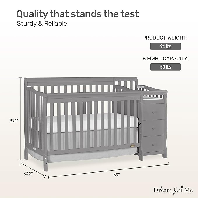 Dream On Me 5 in 1 Brody Convertible Crib with Changer
