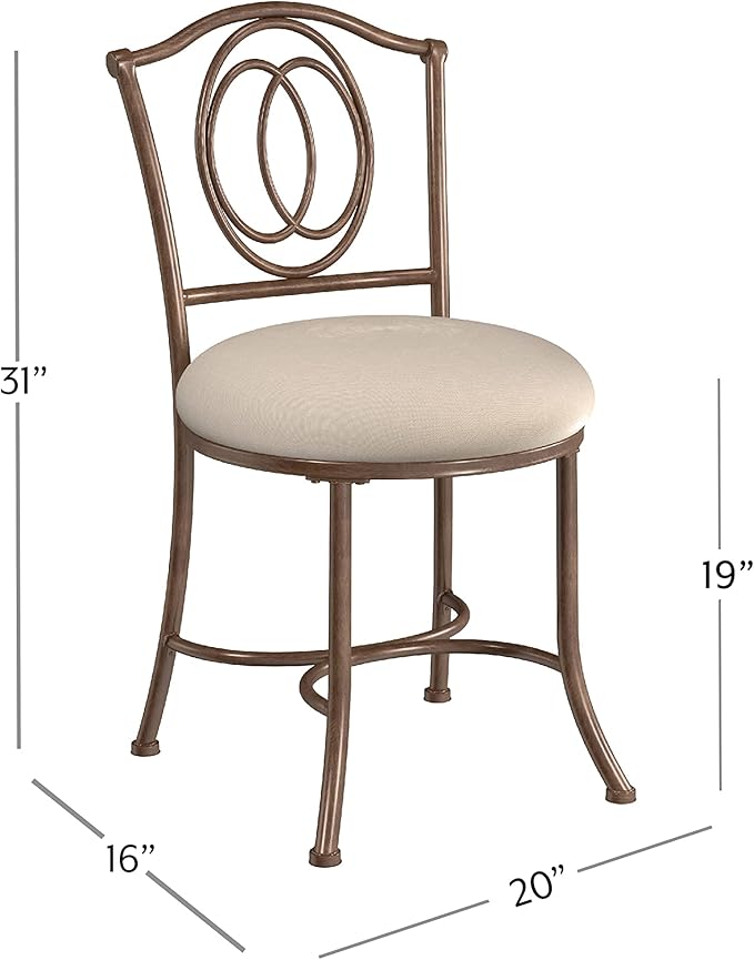 Hillsdale, 50945A, Emerson Metal Vanity Stool, Golden Bronze