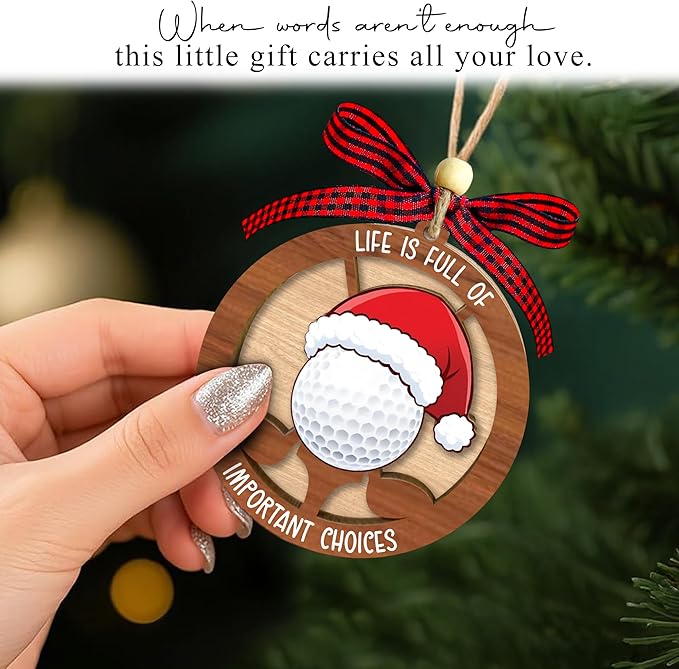 Golf Christmas Ornaments 2025 - Golf Ornaments For Christmas Tree - 2 Layer Wooden Hanging Decor For Sport Fans, Golfer, Sport Lovers, Coaches - Xmas Gifts For Golfers - Funny Golf Gifts For Men Woman