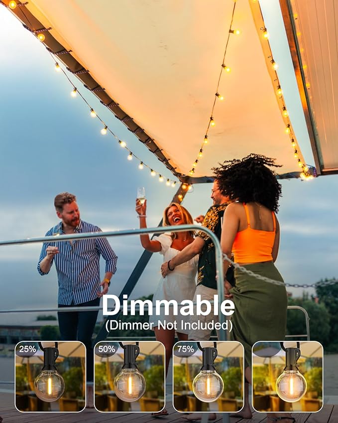 GLUROO Outdoor String Lights, 30FT LED Patio Lights Outdoor Wateproof with 15+1 Globle Bulbs Shatterproof, 2700K Outside for Backyard,Bistro,Camping,Deck,Yard,Garden