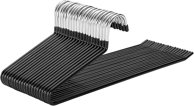 devesanter Pants Hangers 20 Pack Open Ended Metal Jeans Hangers Space Saving Hanger for Pants Closet Storage Organizer for Clothes Leggings Trousers Ties Slacks Short Skirt（Black）