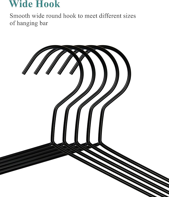 16.5" Heavy Duty Matte Black Metal Hangers 20 Pack, Wire Black Clothes Hangers for Coat Suit, Shirts, Dress, Pants，Camisole Wedding Dress (Black, 20Pack)