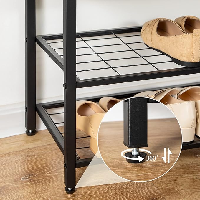 HOOBRO Hall Tree with Bench, Coat Rack Shoe Bench Set, Entryway Shoe Rack with Coat Hooks, Hall Tree, 39.4" L x 11.8" W x 18.1" H, Industrial, for Front Door, Rustic Brown BF071MT01G1