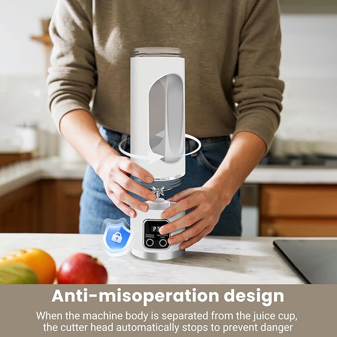 Portable Personal Electric Blender，500ML Portable Shakes and Smoothies Blender，Small Blenders、Mixing、Compact、Convenient and Versatile(White)